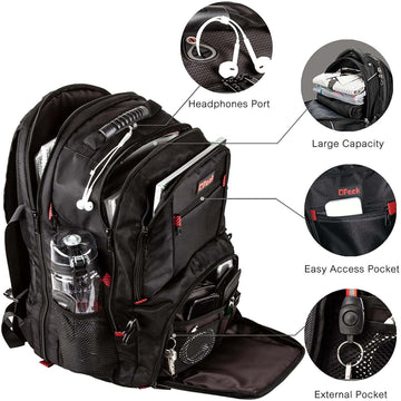 Extra Large RFID-Safe Travel Black Backpack Unisex TSA Friendly