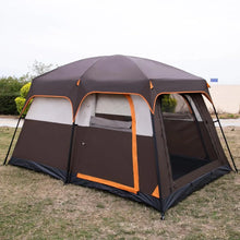 KTT Large Tent 6 Person,Family Cabin Tents,Straight Wall,3 Doors and 3 Windows with Mesh,Waterproof