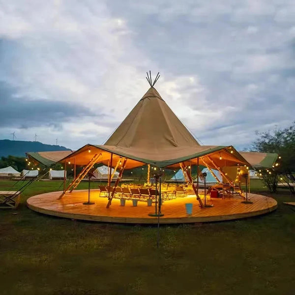 Large Canopy Tentipi Tent Indian Internet Celebrity Check-In Bar Restaurant Tent Straw Hat Outdoor Event Reception Camping