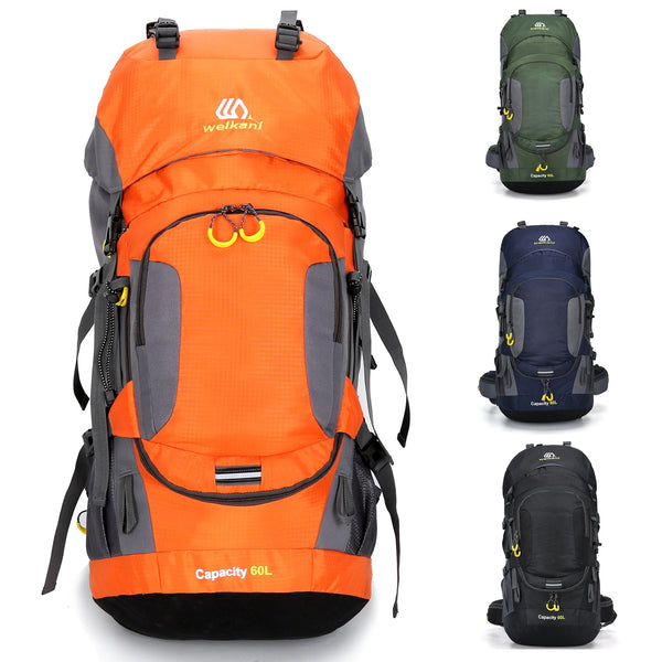 Outdoor Mountaineering Travel Bag 60L Camping Pack Night Reflective Design Nylon Waterproof Wear-Resistant Hiking Backpack