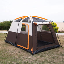 KTT Large Tent 6 Person,Family Cabin Tents,Straight Wall,3 Doors and 3 Windows with Mesh,Waterproof