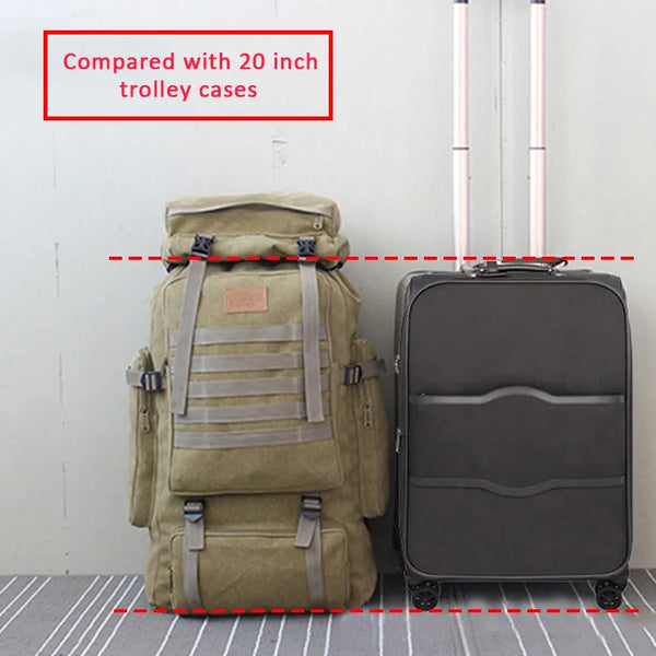 60L Large 2024 New Bag Canvas Backpack  Bags Camping Hiking Rucksack  Mochila bolsoa Travel Molle Men Outdoor sport